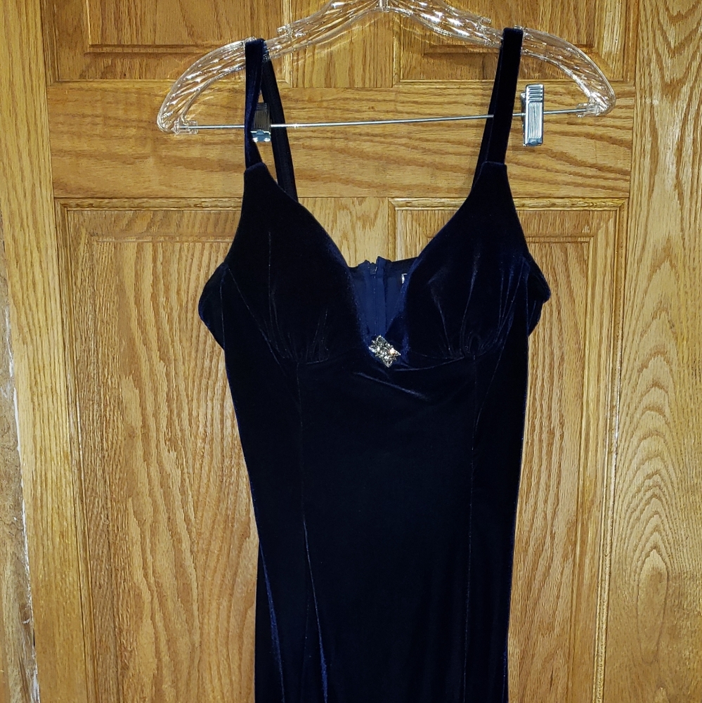 Women's Navy Suede Evening Gown